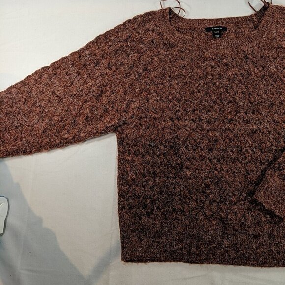 RW & Co. XS Women's Lightweight Open-Knit Sweater Wool Blend Red Heather Long - Picture 4 of 13